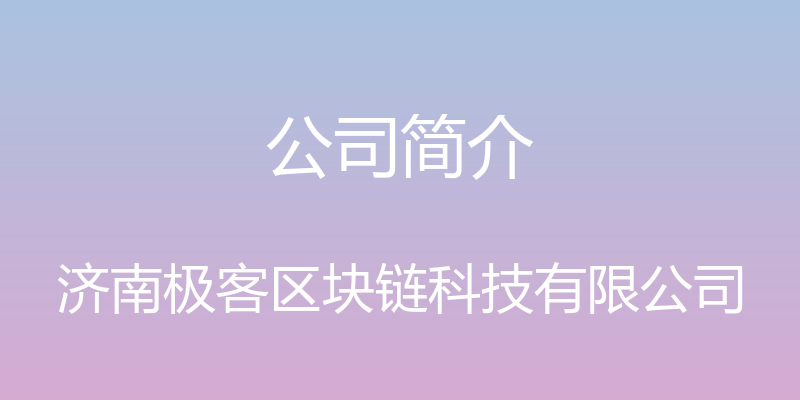 公司简介 - 济南极客区块链科技有限公司