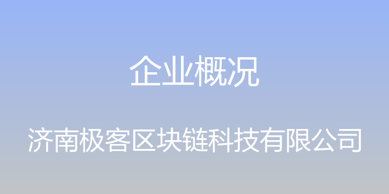 企业概况 - 济南极客区块链科技有限公司