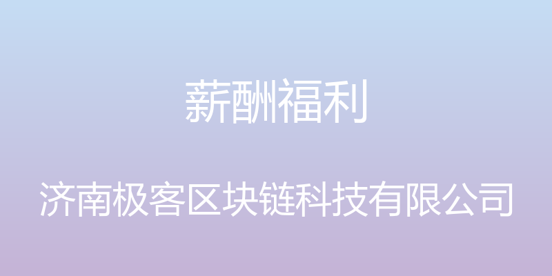 薪酬福利 - 济南极客区块链科技有限公司